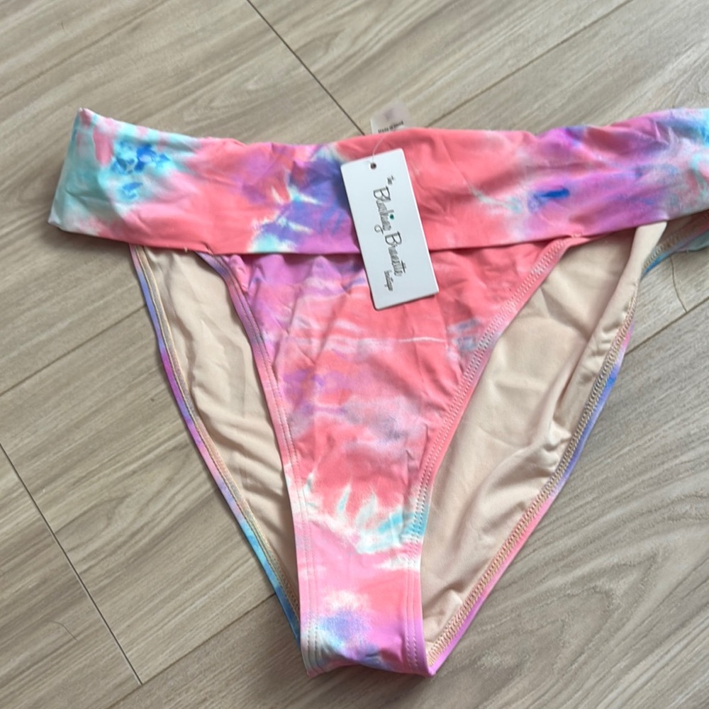 Women's Tie-Dye Bikini Bottom - Pink and Blue